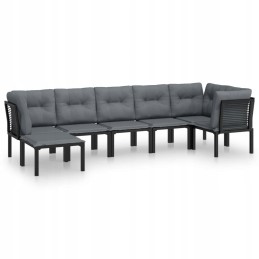 7 dalių sodo poilsio komplektas, juoda ir pilka, polirotangas