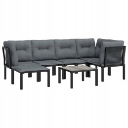 7 dalių sodo poilsio komplektas, juoda ir pilka, polirotangas