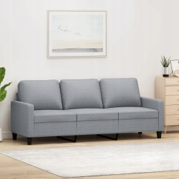 Vidaxl trivietė sofa, šviesiai pilka, 180 cm, apmušta audiniu