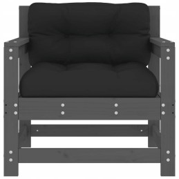 Sodo foteliai su pagalvėlėmis, 2 vnt, pilka pušies masyvo