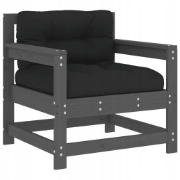 Sodo foteliai su pagalvėlėmis, 2 vnt, pilka pušies masyvo