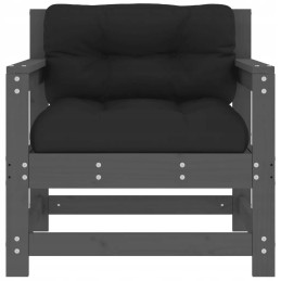 Sodo foteliai su pagalvėlėmis, 2 vnt, pilka pušies masyvo