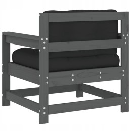 Sodo foteliai su pagalvėlėmis, 2 vnt, pilka pušies masyvo