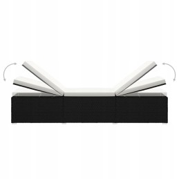 Vidaxl 3 dalių komplektas, gultai su stalu, polirotangas, juodas