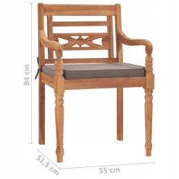 Vidaxl batavia kėdės su tamsiai pilkomis pagalvėlėmis, rinkinys iš 2, tikmedžio