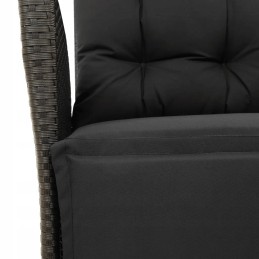 Juodo PE rotango sodo baldų komplektas - stalas + 2 kėdės + pagalvės