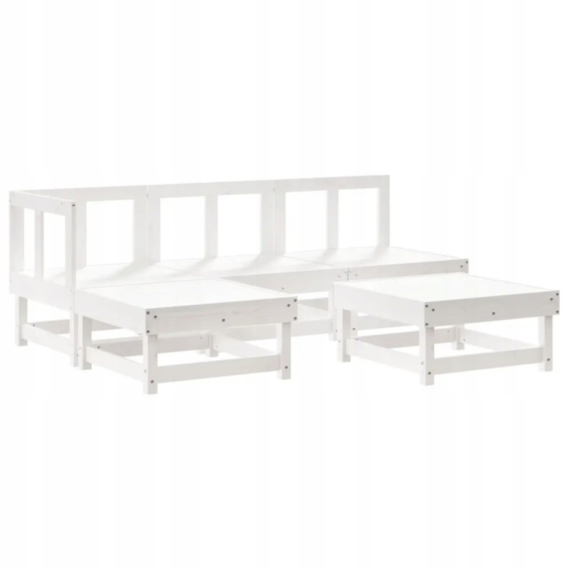 5 dalių sodo baldų komplektas, baltas, švies