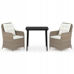 3 dalių sodo baldų komplektas, rudas