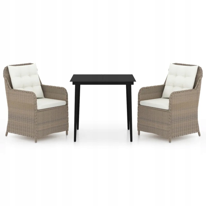 3 dalių sodo baldų komplektas, rudas