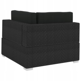 4 dalių sodo sofa su PE rotango pagalvėlėmis, juoda