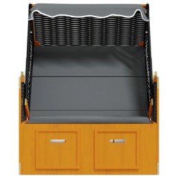 Vidaxl paplūdimio krepšelis su dangteliu, PE rotango ir medžio, juodos/antracito spalvos