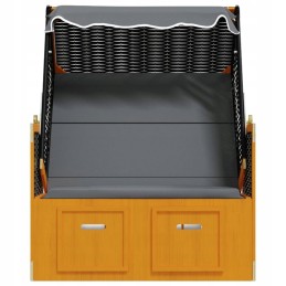 Vidaxl paplūdimio krepšelis su dangteliu, PE rotango ir medžio, juodos/antracito spalvos