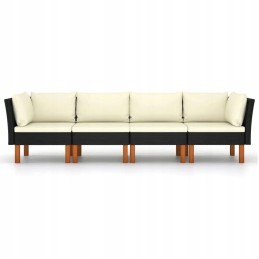 Vidaxl 4-vietė sodo sofa su pagalvėlėmis, polirotango, juoda