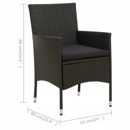 Vidaxl 3 dalių sodo baldų komplektas su pagalvėlėmis, pe rotangas, juodas