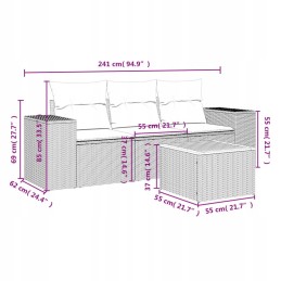 dalių sodo sofos komplektas, pilkos PE rotango pagalvėlės