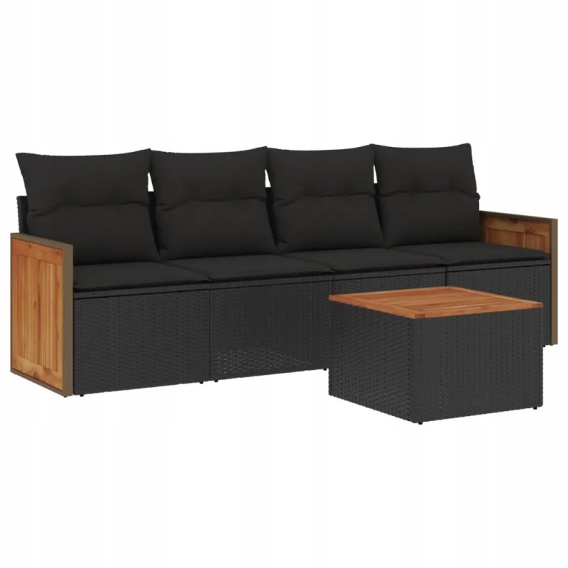 PE rotango poilsio komplektas juodas 55x62x69 cm