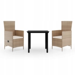 Vidaxl 3 dalių sodo baldų komplektas su pagalvėlėmis, smėlio spalvos