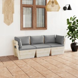 Sodo 3-vietė sofa iš padėklų, su pagalvėmis, medžiaginė