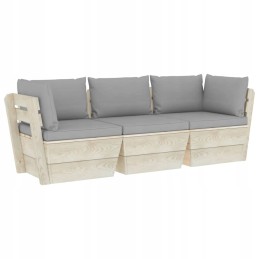 Sodo 3-vietė sofa iš padėklų, su pagalvėmis, medžiaginė