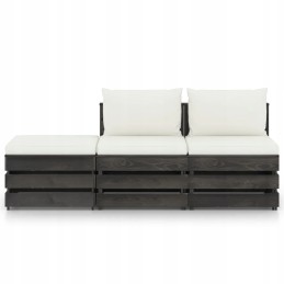 Vidaxl 3 dalių sodo poilsio komplektas, su pagalvėlėmis, medinis