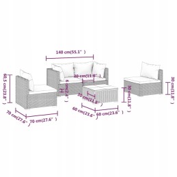 5 dalių sodo sofos komplektas, pilkos pe rotango pagalvėlės