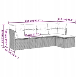 5 dalių rudo PE rotango poilsio komplektas