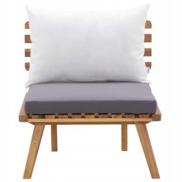 Akacijos medinių sodo baldų komplektas, 5 dalių, pilka/balta 1