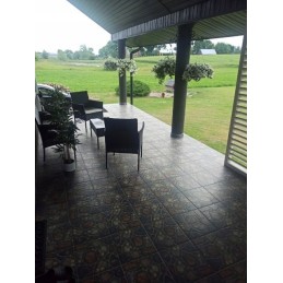 Sodo baldų komplektas 4 žmonėms, technorotango sofa su kėdėmis ir stalu