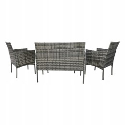 Sodo baldų komplektas iš technoratano, staliukas iš rotango + pilka sofa