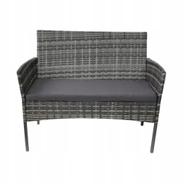 Sodo baldų komplektas iš technoratano, staliukas iš rotango + pilka sofa