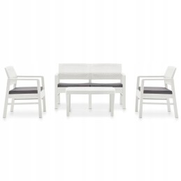 4 dalių sodo sofos komplektas, plastikinis, baltas