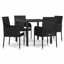 Vidaxl 5 dalių sodo baldų komplektas su pagalvėlėmis, juodas, polirotangas
