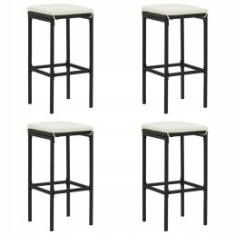 Pe rotango baro baldų komplektas - juodas, kreminis - 120x55x110cm