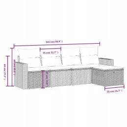 PE rotango sodo baldai, 5 vnt. rinkinys, juodas/kreminis, 55x62x69cm