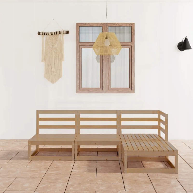 4 dalių medaus rudos spalvos pušų sodo poilsio komplektas