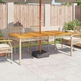 Vidaxl sodo stalas, smėlio spalvos, 180x90x75 cm, polirotangas ir akacija