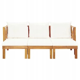 3 vietų sodo suoliukas su pagalvėlėmis, 179 cm, akacijos mediena