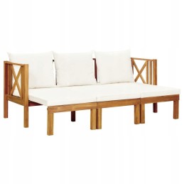 3 vietų sodo suoliukas su pagalvėlėmis, 179 cm, medinis