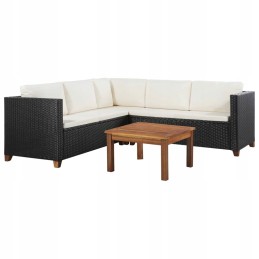 Vidaxl 4 dalių sodo poilsio komplektas, pagalvėlės, juodas PE rotangas, 441