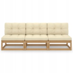 Vidaxl 3-vietė sofa su pagalvėlėmis, pušies masyvo