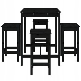 5 dalių sodo baro baldų komplektas, juoda, pušies mediena