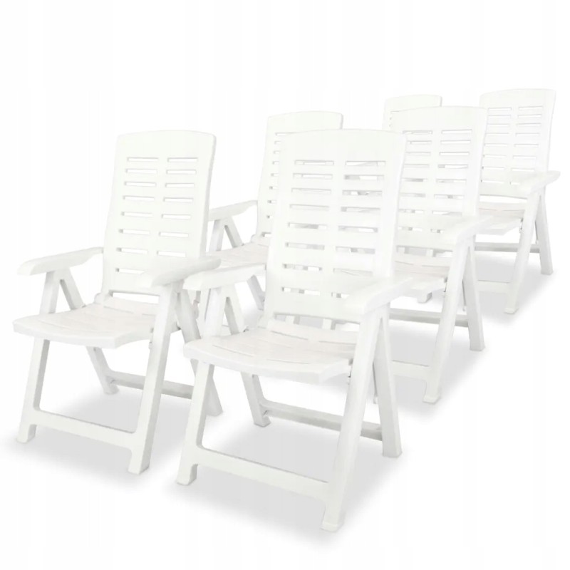Vidaxl sulankstomos sodo kėdės, 6 vnt, plastikinės, baltos, 275068