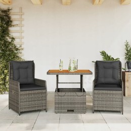 3 dalių bistro baldų komplektas su pagalvėmis, pilkas, lenkiškas