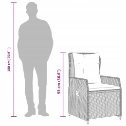 3 dalių bistro baldų komplektas su pagalvėmis, pilkas, lenkiškas