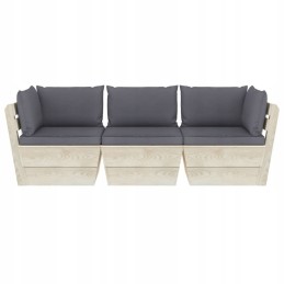 Lumarko 3-vietė sodo sofa iš padėklų, su pagalvėmis
