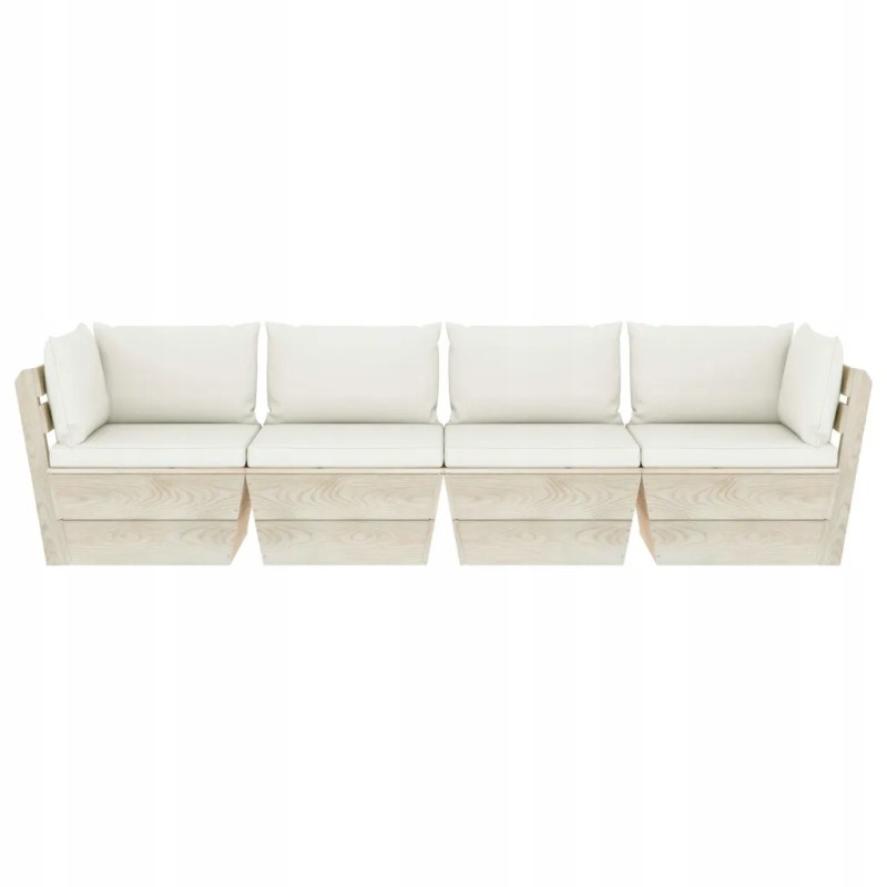 Vidaxl 4-vietė sodo sofa iš padėklų, su pagalvėmis, eglės mediena