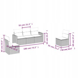 5 dalių sodo baldų komplektas su pagalvėlėmis, rudas, polirotangas