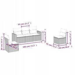 5 dalių sodo baldų komplektas su pagalvėlėmis, rudas, polirotangas