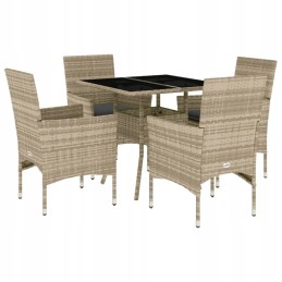 Sodo baldų komplektas šviesiai pilkas PE rotangas, 80x80x75cm, 4 kėdės, 4 ankštys