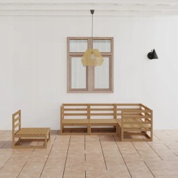 Pušies sodo poilsio komplektas, 5 dalių, medaus rudos spalvos